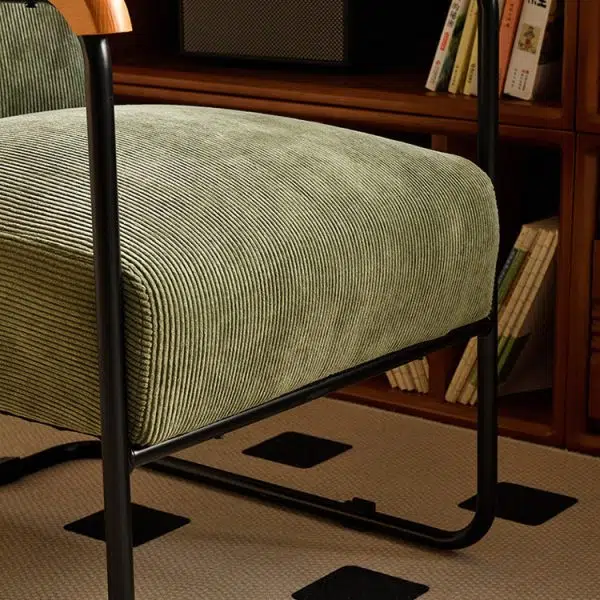 Contemporary Nordic Rectangular Iron Fabric Chair Backrest Armrest For Living Room - Image 10