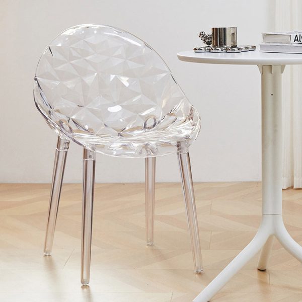 Contemporary Nordic Round Diamond Shape PC Dining Chair Backrest For Dining Room - Image 8