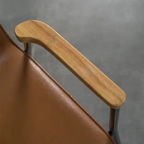 Contemporary Luxury Square Faux Leather Upholstered Dining Chair Backrest Armrest For Dining Room - Image 7