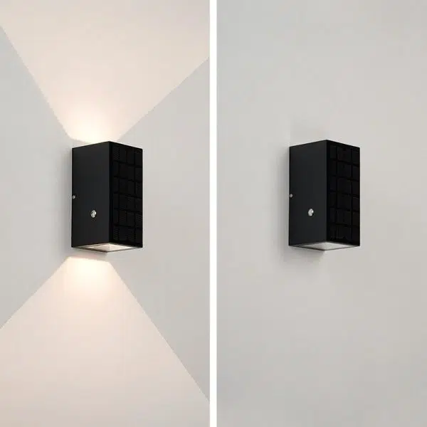 Modern Solar Black Rectangular Die-Cast Aluminum Solar LED Outdoor Wall Light - Image 14