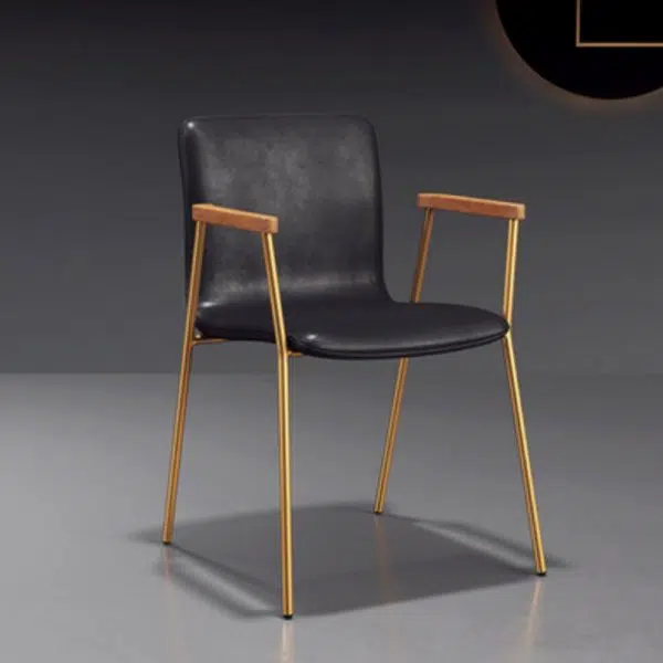 Contemporary Luxury Square Faux Leather Upholstered Dining Chair Backrest Armrest For Dining Room - Image 14