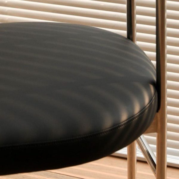 Contemporary Nordic Half Round Leather Metal Wood Curved Backrest Dining Chair For Dining Room - Image 8