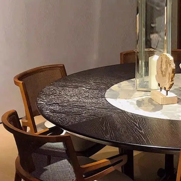 Contemporary Retro Square Microfiber Leather Upholstered Wood Dining Chair Rattan Backrest For Dining Room - Image 8