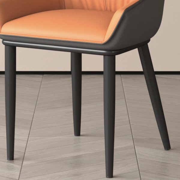Contemporary Nordic Square Leather Upholstered Dining Chair Backrest Armrest For Dining Room - Image 8