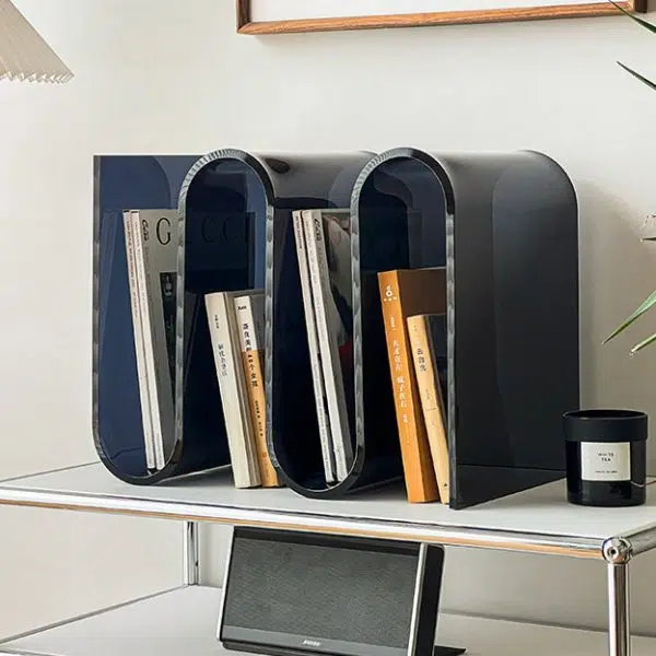 Contemporary Creative S-Shaped Acrylic Multifunctional Storage End Table 4-Tier For Living Room - Image 12