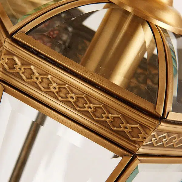 European Modern Hexagonal Lantern Copper Glass Waterproof 1-Light Outdoor Wall Sconce Lamp - Image 11