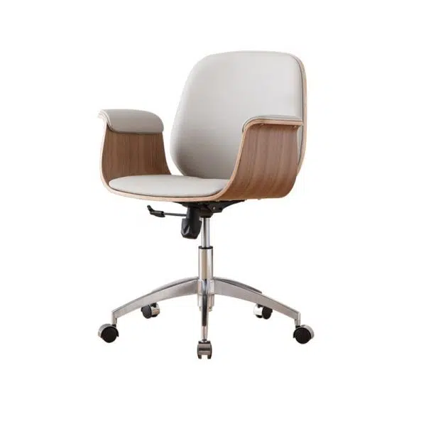 Contemporary Luxury Microfiber Leather Wood Grain Height Adjustable Swivel Desk Chair Backrest Armrest For Home Office - Image 12