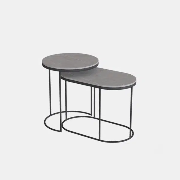 Contemporary Luxury Oval Sintered Stone Top Nesting End Table For Living Room - Image 22