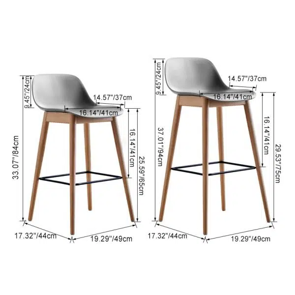 Contemporary Nordic Square Wood Metal PP Bar Stool Backrest Footrest For Dining Room - Image 4