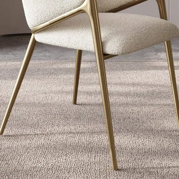 Contemporary Luxury Round Lambswool Stainless Steel Legs Dining Chair Backrest Armrest For Dining Room - Image 7