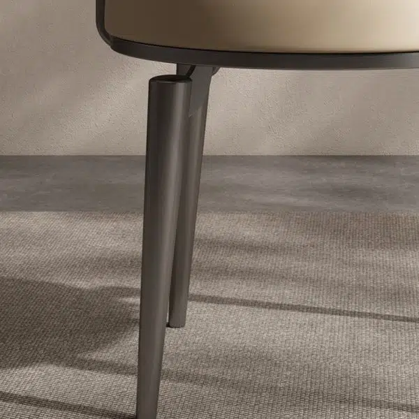 Contemporary Nordic Round Upholstered Leather Stainless Steel Dining Chair Curved Backrest For Dining Room - Image 7