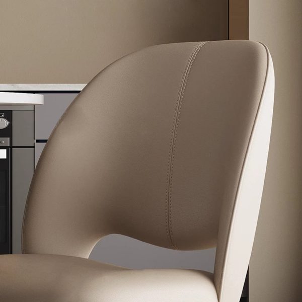 Contemporary Nordic Square Curved Upholstered Leather Stainless Steel Dining Chair Backrest For Dining Room - Image 5