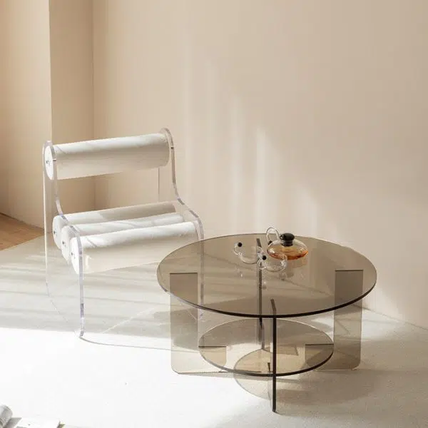 Contemporary Creative Cylinder Acrylic Fabric Chair Backrest Armless For Living Room - Image 8