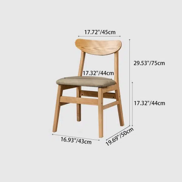 Contemporary Retro Square Linen Upholstered Wood Frame Dining Chair Backrest For Dining Room - Image 4
