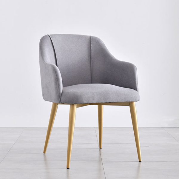 Contemporary Nordic Curve Fabric Upholstered Dining Chair Backrest Armrest For Dining Room - Image 14