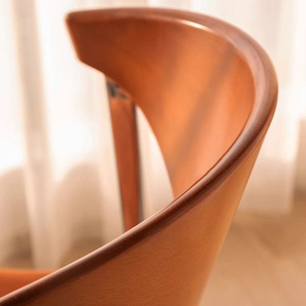 Contemporary Retro Beech Wood Iron Velvet Sponge Square Curved Dining Chair Backrest For Dining Room - Image 6