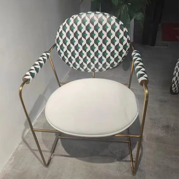 Contemporary Scandinavian Round Cushion Microfiber Leather Stainless Steel Dining Chair Backrest Armrest For Dining Room - Image 13