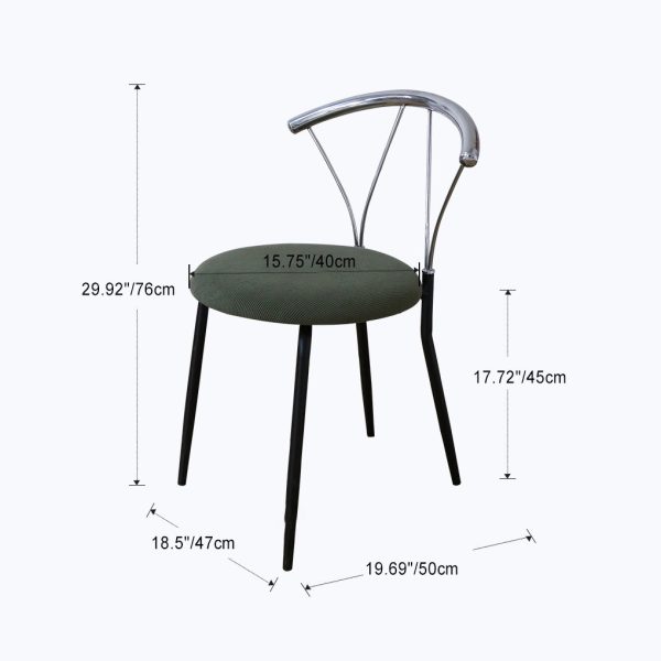Contemporary Nordic Round Curved Backrest Iron Fabric Dining Chair For Dining Room - Image 4