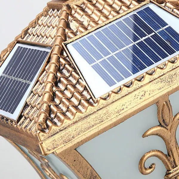 Traditional Chinese Solar Waterproof Aluminum Iron Glass Column LED Landscape Lighting Outdoor Light For Garden - Image 9