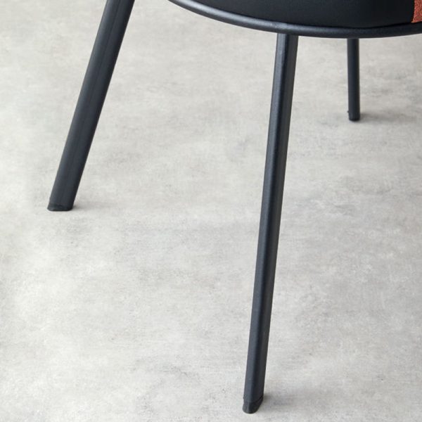 Contemporary Scandinavian Round Cushion Leather Carbon Steel Dining Chair Backrest For Dining Room - Image 11