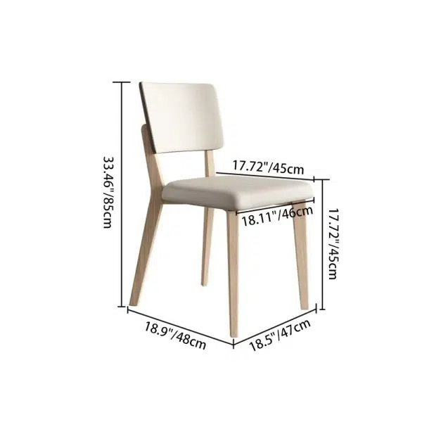 Contemporary Nordic Square Leather Solid Wood Frame Dining Chair Backrest For Dining Room - Image 4