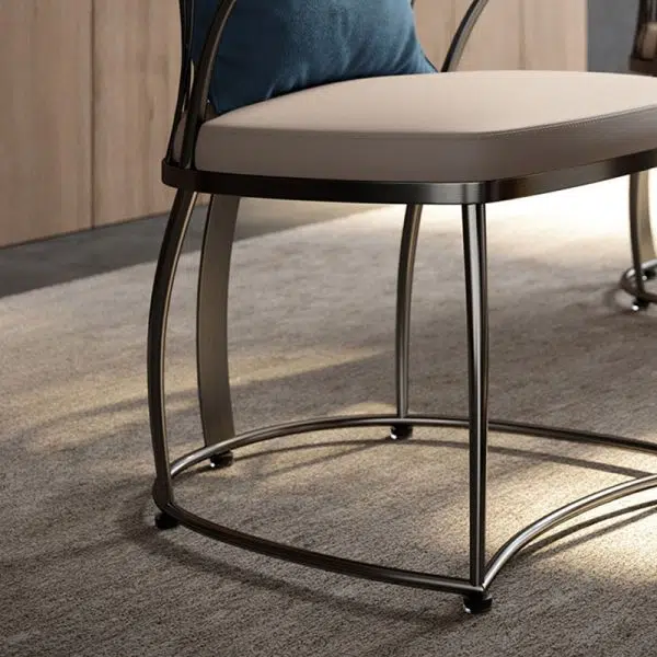 Contemporary Luxury Curved Stainless Steel Leather Chair Backrest Armless For Living Room - Image 6