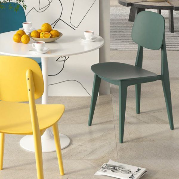 Contemporary Scandinavian Macaron Plastic Square Dining Chair Backrest For Dining Room - Image 18