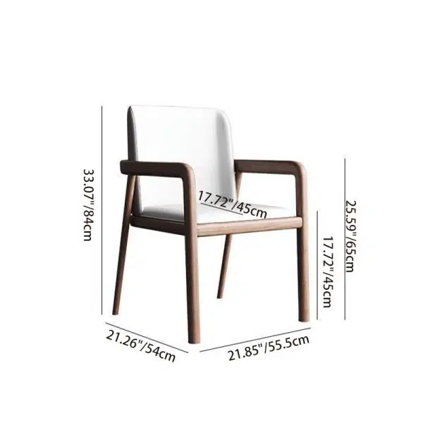 Traditional Chinese Square Ash Wood High Resilience Sponge PU Leather Dining Chair Backrest Armrest For Dining Room - Image 4