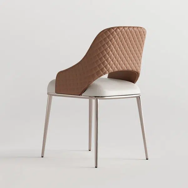 Contemporary Luxury Microfiber Leather Upholstered Carbon Steel Dining Chair Backrest For Dining Room - Image 15