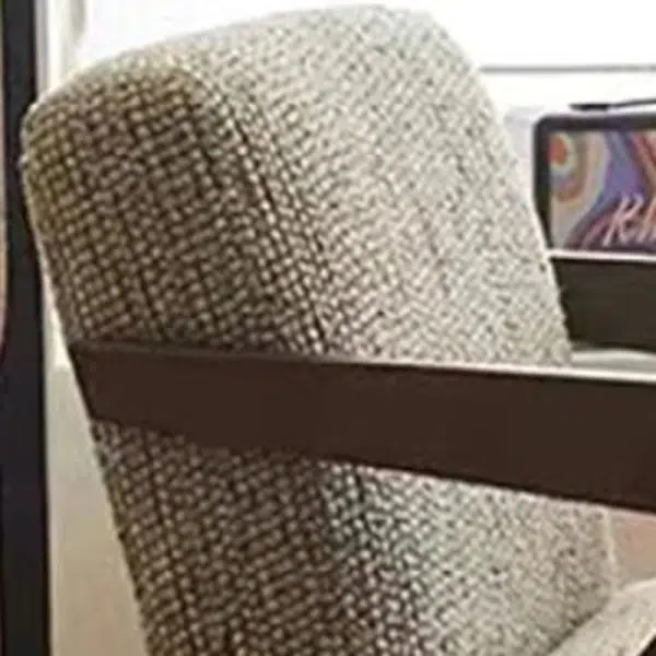 Contemporary Nordic Square Upholstered Cotton Linen Fabric Solid Wood Accent Chair Backrest Armrest For Living Room - Image 5