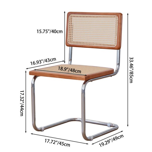 Contemporary Scandinavian Curved Back Solid Rattan Iron Dining Chair Backrest For Dining Room - Image 4