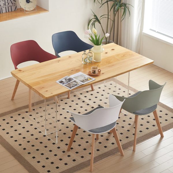 Contemporary Nordic Curved Plastic Wood Legs Dining Chair Backrest Armrest For Dining Room - Image 17