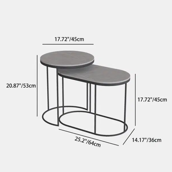 Contemporary Luxury Oval Sintered Stone Top Nesting End Table For Living Room - Image 5