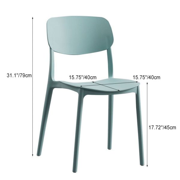 Contemporary Nordic Macaron Plastic Square Stackable Dining Chair Open Back For Dining Room - Image 5