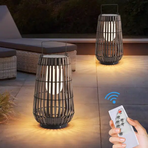 Contemporary Creative Waterproof Solar Cylinder Woven Rattan Iron LED Landscape Lighting Outdoor Light For Garden - Image 3