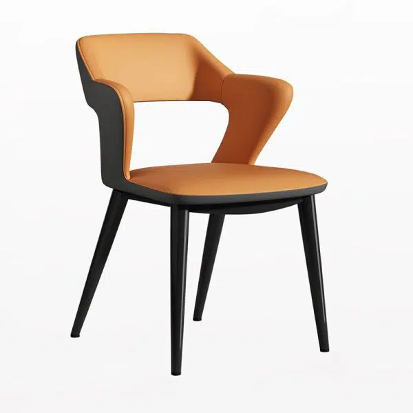 Contemporary Scandinavian Leather Fabric Carbon Steel Sponge Square Wing Dining Chair Backrest Armrest For Dining Room - Image 22