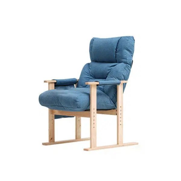 Contemporary Nordic Rectangular Fabric Wood Accent Chair Backrest Armrest For Living Room - Image 21