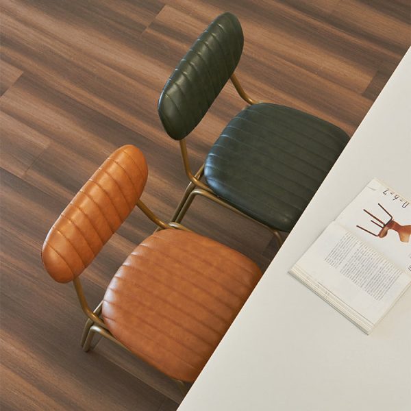 Contemporary Industrial Leather Iron Square Elliptical Stripe Dining Chair Backrest Footrest For Dining Room - Image 11