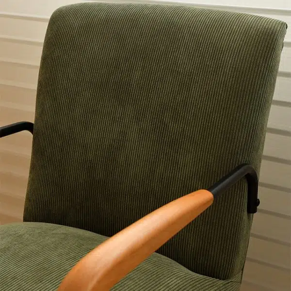 Contemporary Nordic Rectangular Iron Fabric Chair Backrest Armrest For Living Room - Image 7