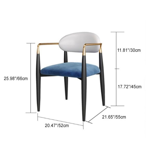 Contemporary Nordic Square Half Round Velvet Leather Iron Dining Chair Backrest Armrest For Dining Room - Image 4