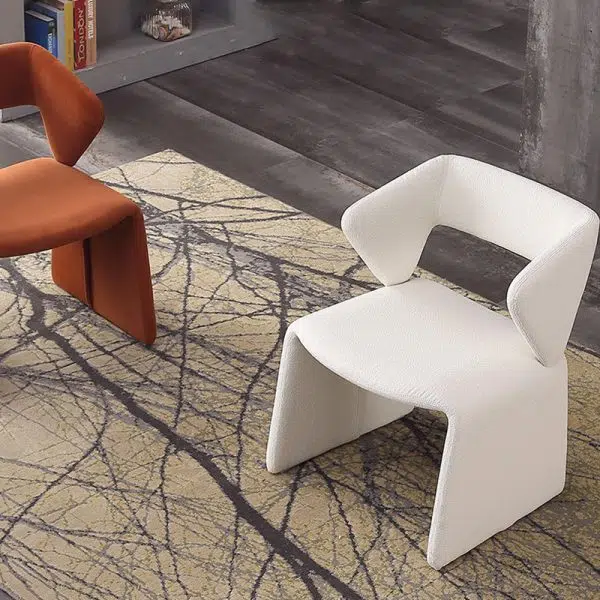 Contemporary Creative Triangle Rectangle Velvet Wood Dining Chair Backrest Armless For Dining Room - Image 11