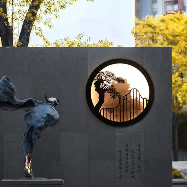 Modern Chinese Landscape Pine Zen Round LED Outdoor Wall Sconce Lamp - Image 13