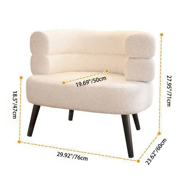 Contemporary Nordic Curved Lambswool Carbon Steel Legs Accent Chair Backrest For Living Room - Image 4