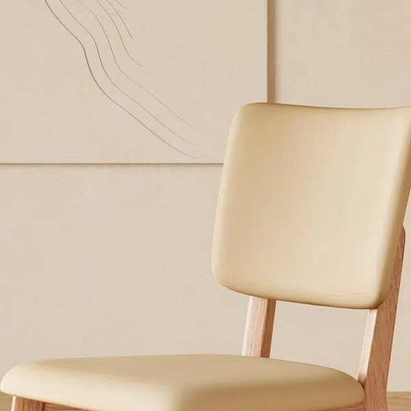 Modern Minimalist Square Wood Leather Chair Backrest Armless For Living Room - Image 8