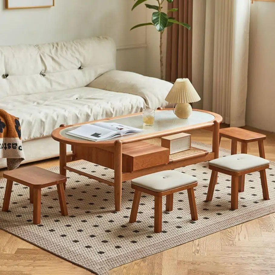 15-a90ed272-45a5-47cc-8376-3216cdb1ce48-1.jpg Modern Minimalist Square PU Leather Solid Wood Chair Backless Armless For Living Room - Image 1