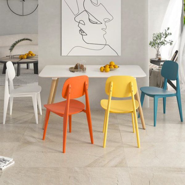Contemporary Scandinavian Macaron Plastic Square Dining Chair Backrest For Dining Room - Image 19