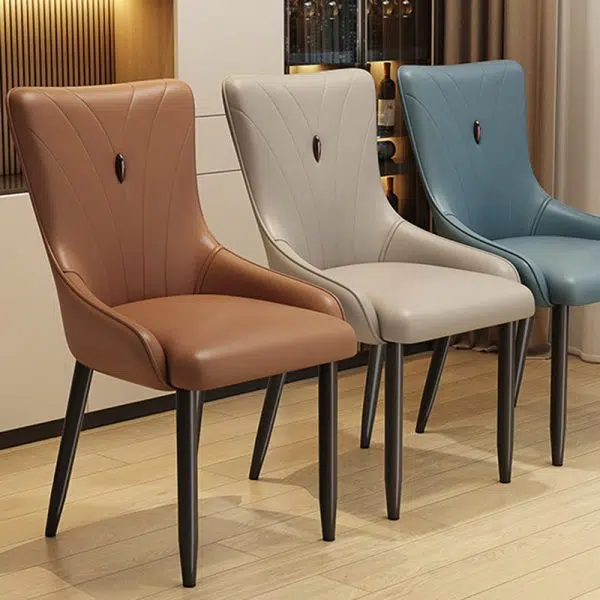 Contemporary Scandinavian Leather Carbon Steel Sponge Latex Square Dining Chair Backrest For Dining Room - Image 13