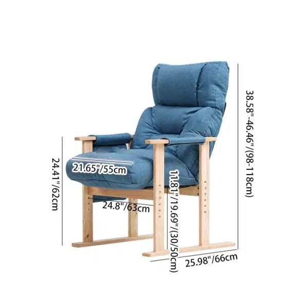 Contemporary Nordic Rectangular Fabric Wood Accent Chair Backrest Armrest For Living Room - Image 4