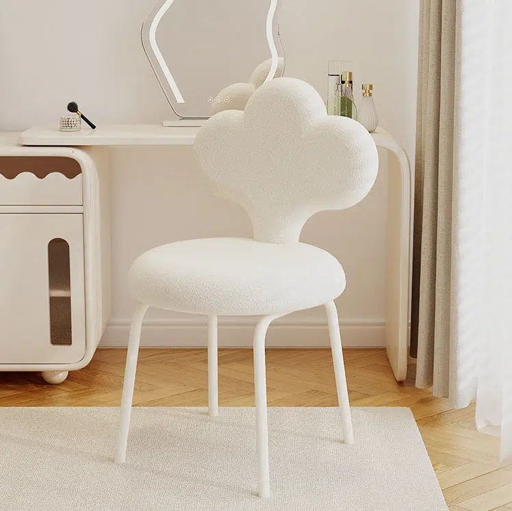 15-e6d8f132-5cf5-47c8-b4af-a21f10e22ad2.jpg Contemporary Creative Cloud Shape Lambswool Upholstered Swivel Vanity Stool Backrest For Bedroom - Image 11