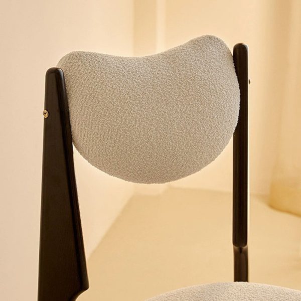 Contemporary Nordic Ash Wood Velvet Metal Sponge Square Crescent Dining Chair Backrest Armless For Dining Room - Image 9